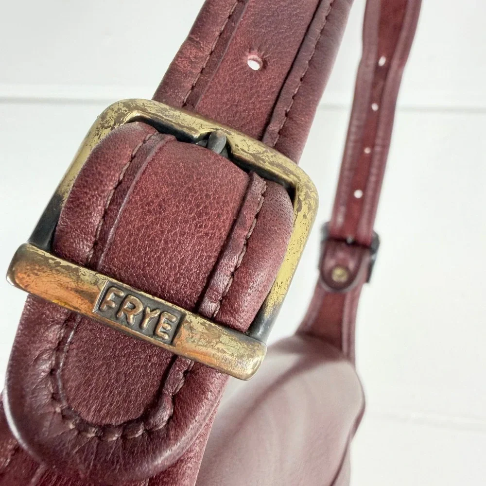 Vintage Frye Saddle Bag Maroon Red Leather Shoulder Purse Satchel